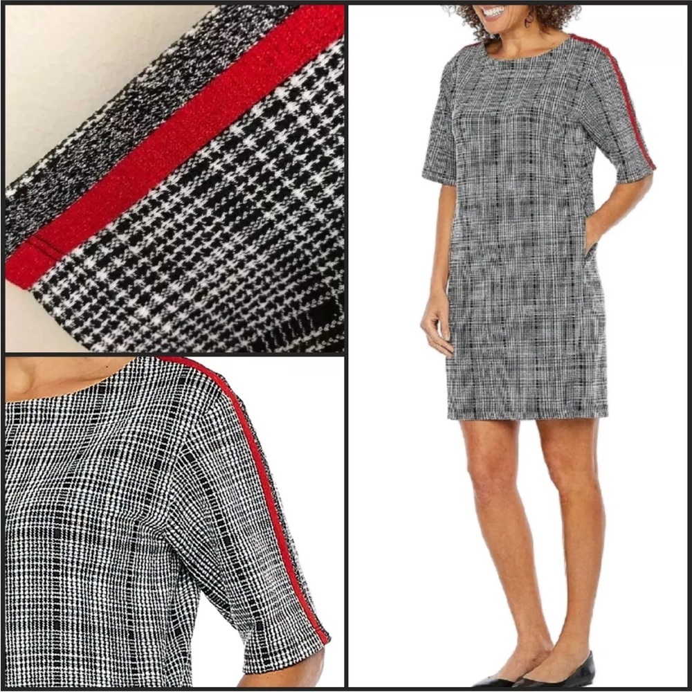 NWT Vivi by Violet Weekend plaid textured‎ pocket shift dress